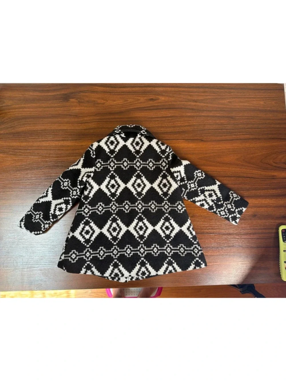 Black Gray Aztec Coat Button Coat 4T